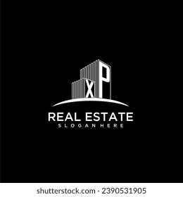 XP initial monogram logo for real estate with building style