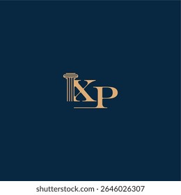 Conceito de carta XP do logotipo elegante da lei classy do projeto do advogado com monograma e pilar