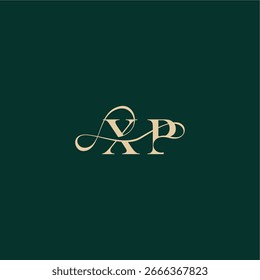 Estilo elegante de la letra de XP con diseño inicial del logotipo del monograma de la boda de la curva orgánica de la línea ondulada