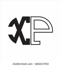 XP Letter logo monogram with oval shape negative space design template white background