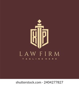 XP letter monogram for law firm with sword and shield logo image