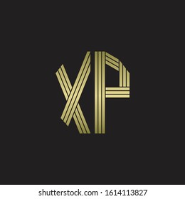 XP Logo monogram outline style linked isolated with gold colors