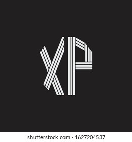 XP Logo monogram with outline style linked isolated on black background