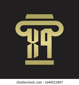 XP Logo monogram with pillar style design template with gold colors