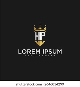 XP monograma carta de luxo para coroa e escudo logotipo design