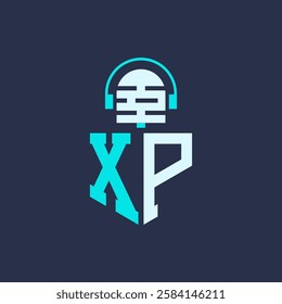 XP Microphone Logo Design for Audio, Music, and Podcast Branding - Letter XP Logo Professional Vector Illustration for Creative Industries