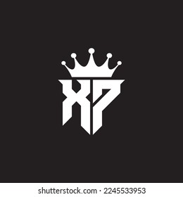 Monogramm-Symbol-Schild mit XP- oder PX-Logo, Kronform-Design, Vektorgrafik