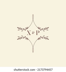 Cartas iniciales del logotipo de la boda XP en un diseño profesional de alta calidad que se imprimirán en cualquier medio impreso