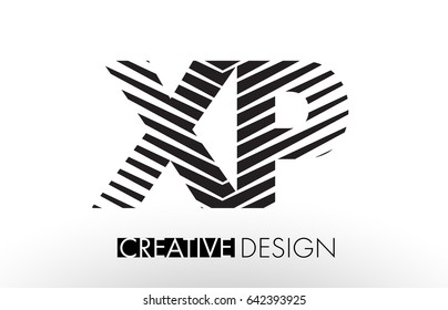 XP X P Lines Letter Design with Creative Elegant Zebra Vector Illustration.
