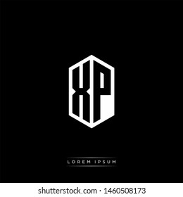 XP X P Logo Line Monogram with Negative Space with Black and White Colors