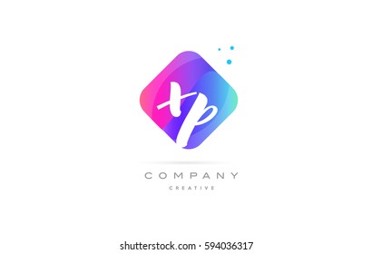 xp x p  pink blue rhombus abstract 3d alphabet company letter text logo hand writting written design vector icon template 