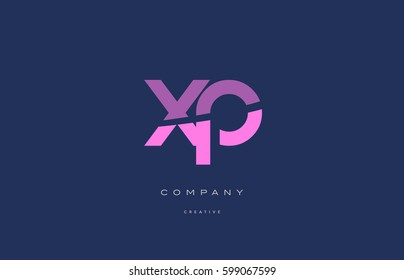 xp x p  pink blue pastel modern abstract alphabet company logo design vector icon template 