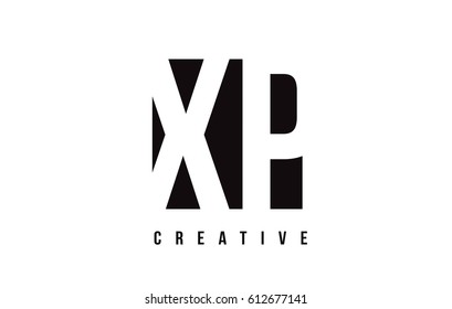 XP X P White Letter Logo Design with Black Square Vector Illustration Template.