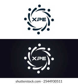 XPE logo. X P E design. White XPE letter. XPE, X P E letter logo design.