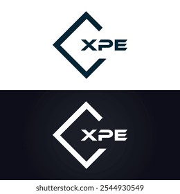 XPE logo. X P E design. White XPE letter. XPE, X P E letter logo design.