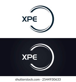 Logotipo do XPE. Design X P E. Letra XPE branca. Design do logotipo da letra XPE, X P E.