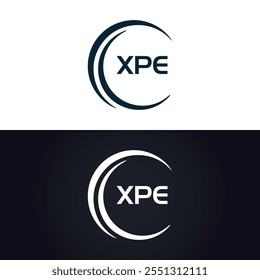 XPE logo. X P E design. White XPE letter. XPE, X P E letter logo design.