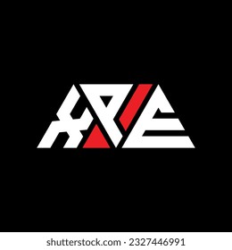 XPE triangle letter logo design with triangle shape. XPE triangle logo design monogram. XPE triangle vector logo template with red color. XPE triangular logo Simple, Elegant, and Luxurious design.