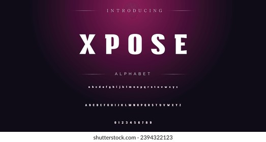 Xpose Elegant Font Uppercase Lowercase and Number. Classic Lettering Minimal Fashion Designs. Typography modern serif fonts regular decorative vintage concept. vector illustration