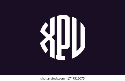 XPU Circle Emblem Abstraktes Monogramm Buchstaben Zeichen Vektorlogo Vorlage