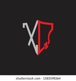 XQ Abstract logo monogram with shield elements isolated on black background