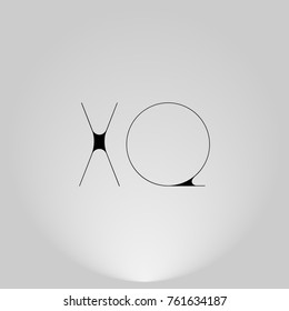 XQ Black thin minimalist LOGO Design with Highlight on Gray background.