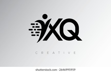 XQ Creative Digital Monogram Logo – Futuristic Letter mark Design Featuring Human Shape, Pixel Motion and Minimal Tech Style for Innovative Branding Identity