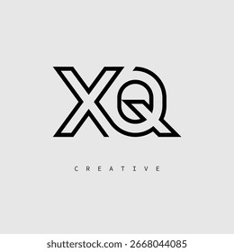 XQ Creative Letter Logo – Minimal Line Monogram in Black Outline for Modern Branding Identity Design.