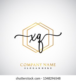 XQ Initial Handwriting logo template vector