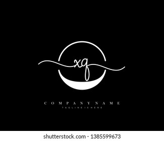 XQ initial handwriting logo template vector