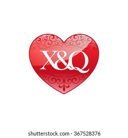 X&Q initial letter logo with ornament heart shape