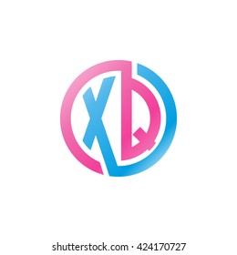 XQ initial letters looping linked circle logo pink blue