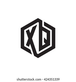 XQ initial letters looping linked hexagon monogram logo