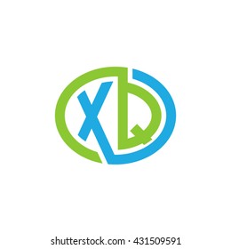 XQ initial letters looping linked ellipse logo blue green
