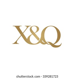 X&Q Initial logo. Ampersand monogram golden logo