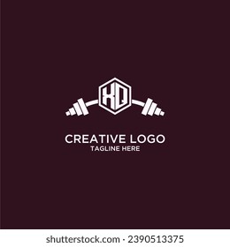 Monograma inicial XQ para equipos o logotipo de gimnasio con diseño de escudo creativo y barbacoa