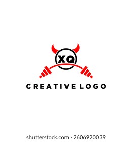 XQ initial monogram for fitnes or gym logo with devil style design