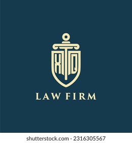 XQ initial monogram for law firm with sword and shield logo image