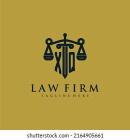 XQ initial monogram for lawfirm logo with sword and scale