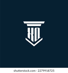 Leyenda del logotipo del monograma inicial XQ con diseño de hitos