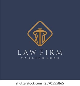 XQ initial monogram logo for lawfirm with pillar in creative square design