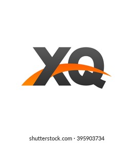 XQ initial overlapping swoosh letter logo black orange