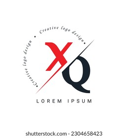 Diseño del logotipo de la carta XQ con un corte creativo. Diseño de logotipo creativo
