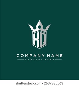 XQ letter monogram initial logo for shield and crown design