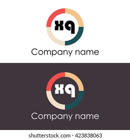 XQ letters business logo icon design template. Symbol with four colors circle
