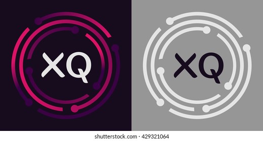 XQ letters business logo icon design template elements in abstract background logo, design identity in circle, alphabet letter