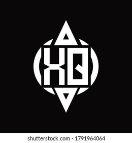 XQ Logo with circle rounded combine triangle top and bottom side design template