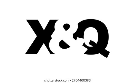 Diseño del logotipo de XQ en estilo audaz. Símbolo de identidad blanco y negro. Emblema de tipografía moderna. Icono de marca Corporativa. Mínima Plantilla de negocio.