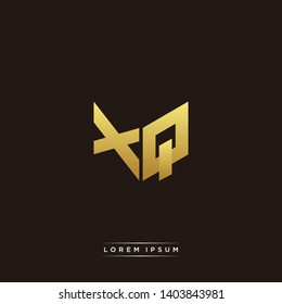 XQ Logo Letter Initial Logo Designs Templete with Gold and Black Background