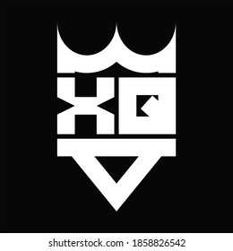 XQ Logo monogram with crown shape isolated on Black background
